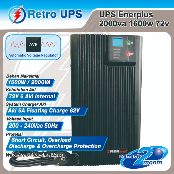 UPS Enerplus 2000va 1600w 72v Bergaransi