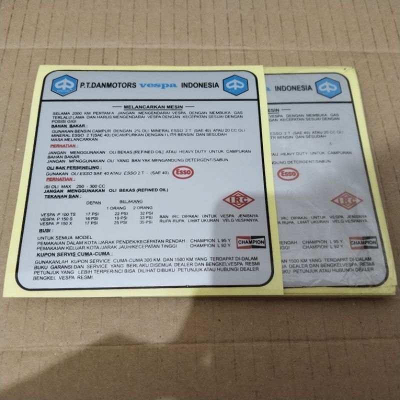 Stiker runingin vespa pts ps px