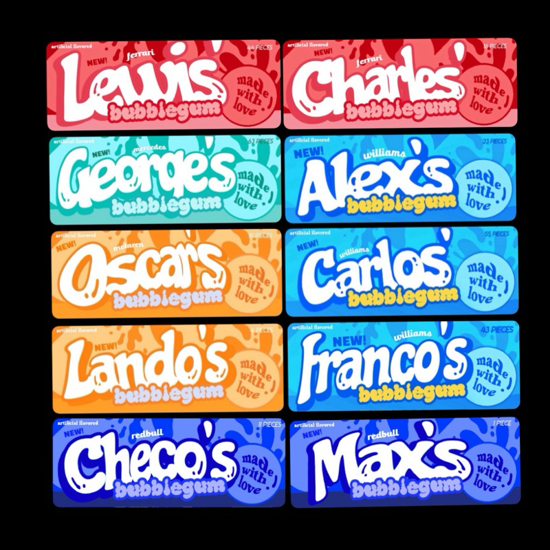 

F1 gum stickers