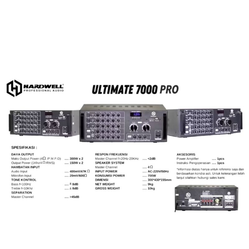 Power Amplifier / Ampli / Amplifier Karaoke HARDWELL Ultimate-7000 Pro Ultimate 7000 Pro Original TE