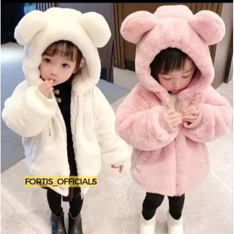 Jaket bulu anak perempuan/Jaket bulu anak perempuan 2-12 tahun/Jaket bulu anak cewek/Jaket bulu anak