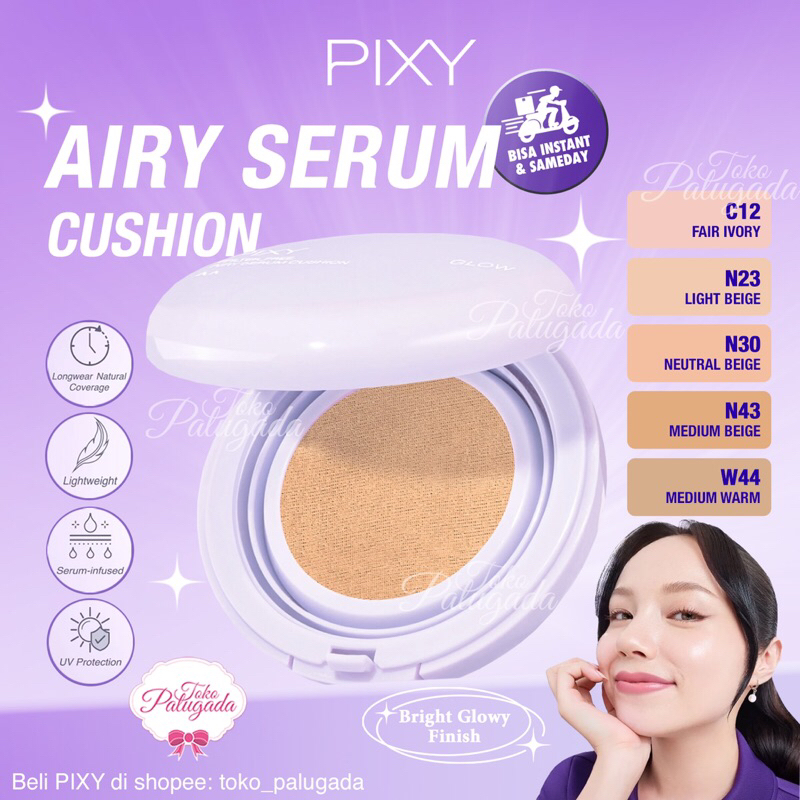 [BISA COD] PIXY Airy Serum Cushion Glow 15gr - Cushion Pixy - Cushion Pixy Ungu