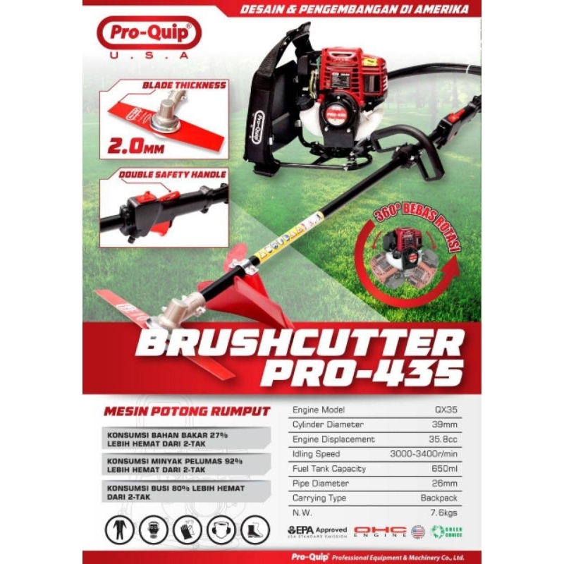 Mesin Potong Rumput ProQuip PRO 435 4 Tak Mesin Pemotong Rumput 4 Tak Bensin Murni