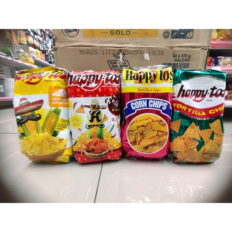 

Happy Tos Tortila chips viral 140gr lengkap varian Rasa