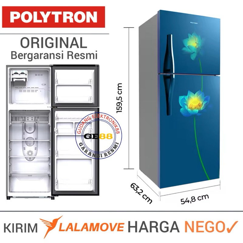 Kulkas Polytron 2 Pintu PRB-287 Lemari Es Polytron 2 Pintu 240L Low Watt