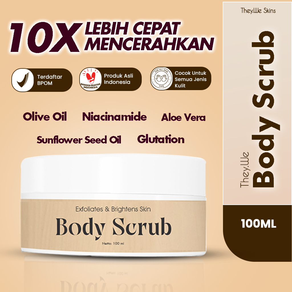THEY.WE Lulur Body Scrub Mandi Pemutih Whitening Brightening Badan Permanen Korea Exfoliating BPOM