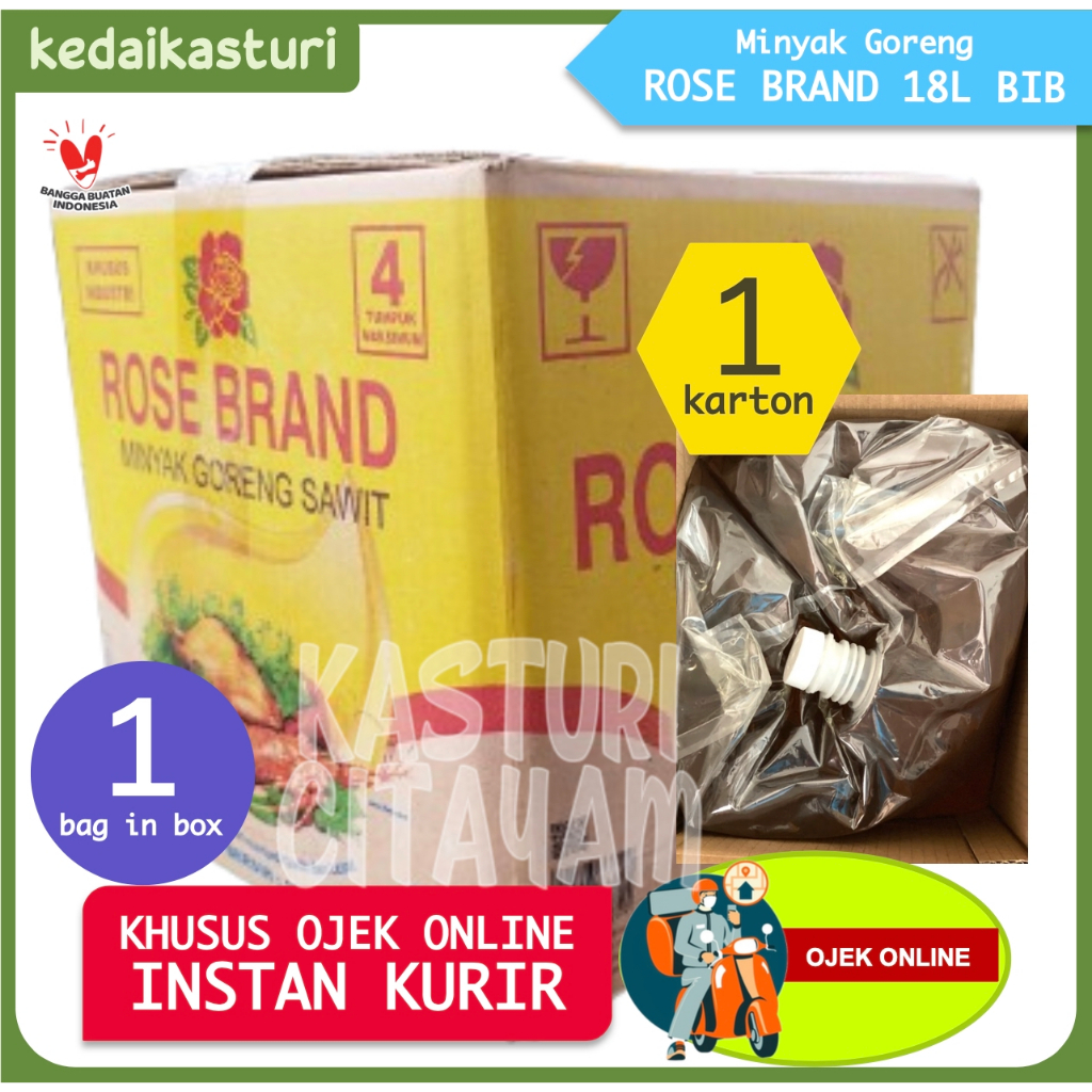 

Rose Brand 18 Liter BIB Bag In Box Minyak Goreng Kurir Instan - 1 Karton