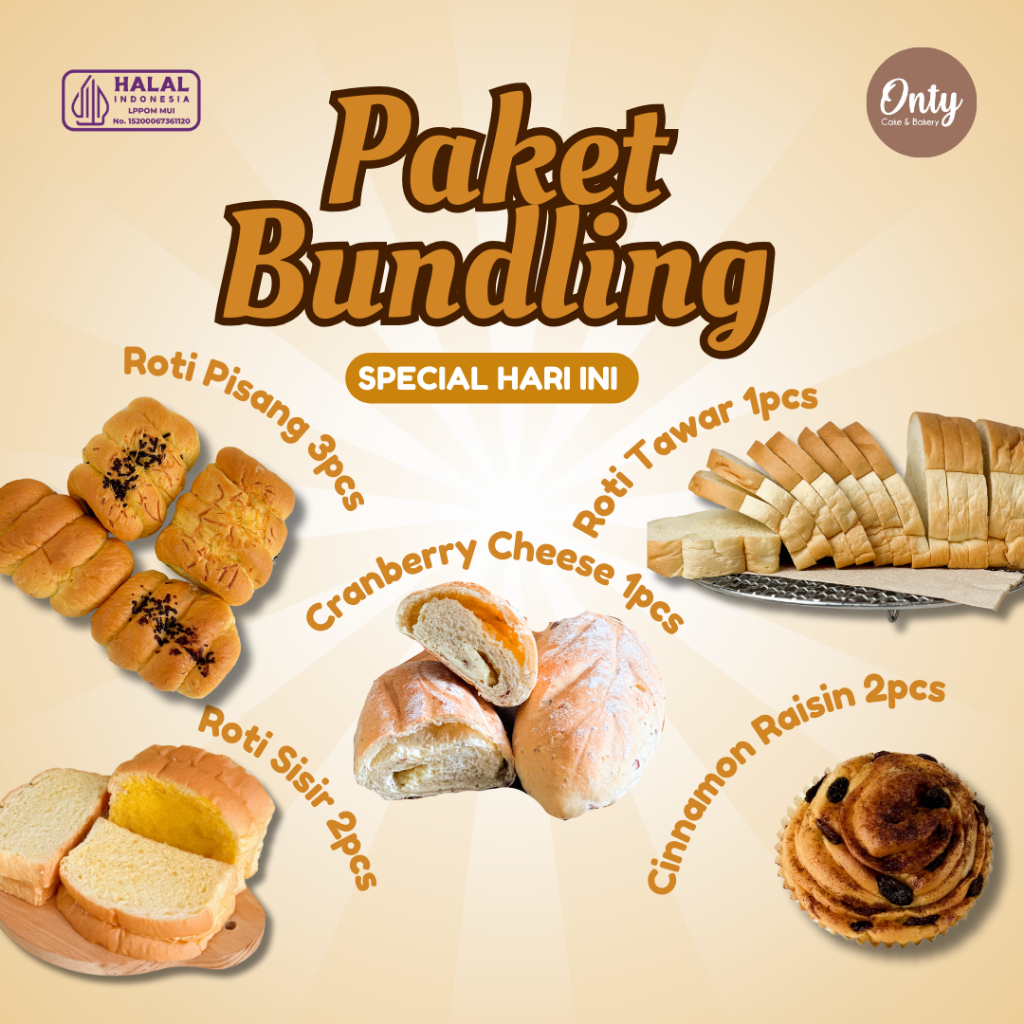 

Paket Hemat Berbagai Varian Rasa / Roti Manis / Roti Pisang / Roti Sisir / Cinnamon Raisin / Canberry Cheese / Roti Tawar / Paket Hemat By OntyCake