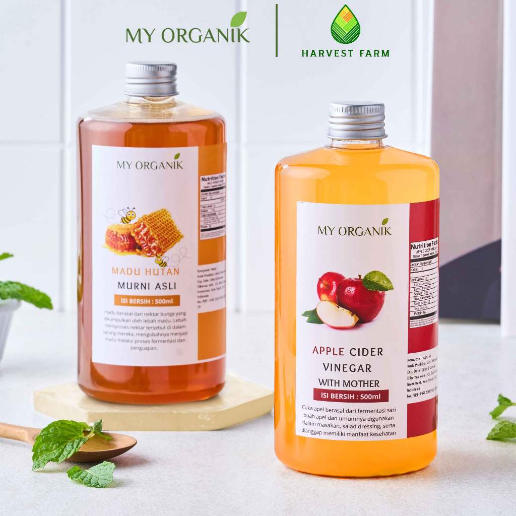 

My Organik Paket Hemat 2 in 1 Cuka Apel Apple Cider With Mother Madu Hutan Organik Murni