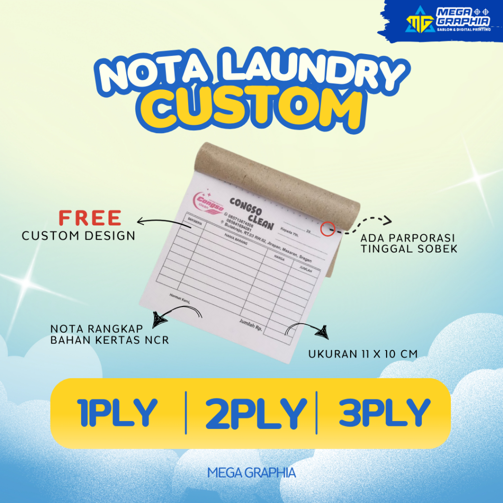 

JUAL NOTA LAUNDRY CUSTOM ECER 1PLY, 2PLY DAN 3PLY