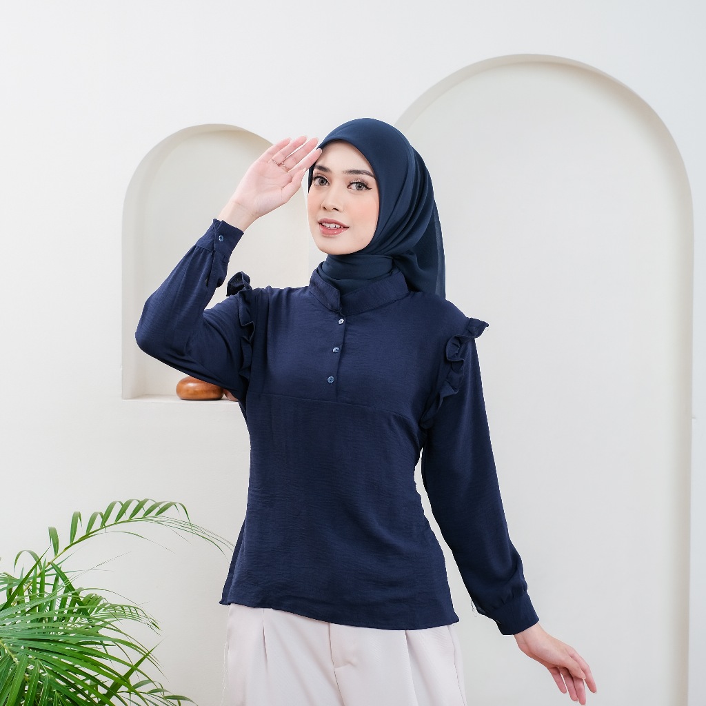 ZARA BLOUSE / MOTIF RUFFLE TALI / ATASAN KEKINIAN