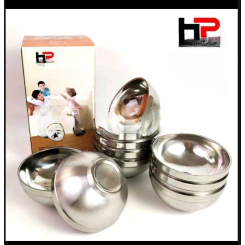 mangkok korea TEBAL stainless 2 lapis  / Mangkok stainless 2 lapis anti panas / mangkok mie sup stai