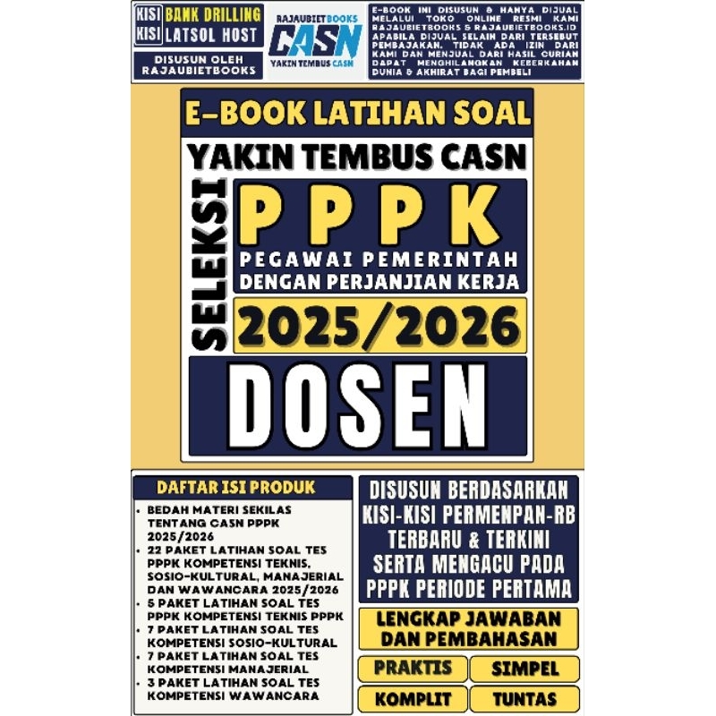 LATIHAN SOAL TES PPPK DOSEN TENAGA TEKNIS TERBARU & TERLENGKAP TES KOMPETENSI TEKNIS DOSEN, TES KOMP