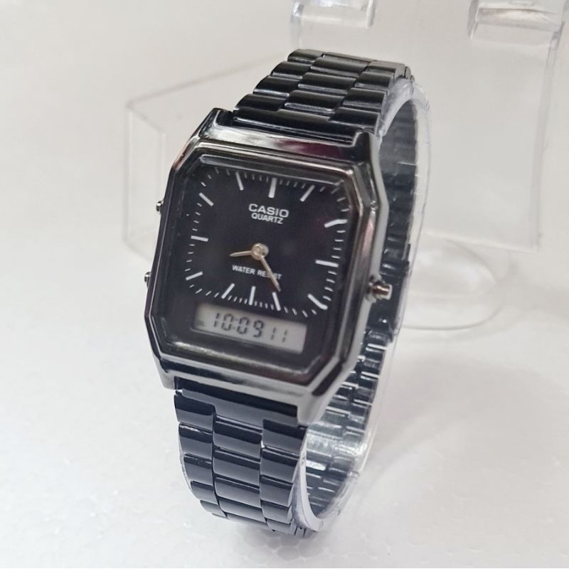 Jam Tangan Pria Dan Wanita Digital Analog Rantai Stainless