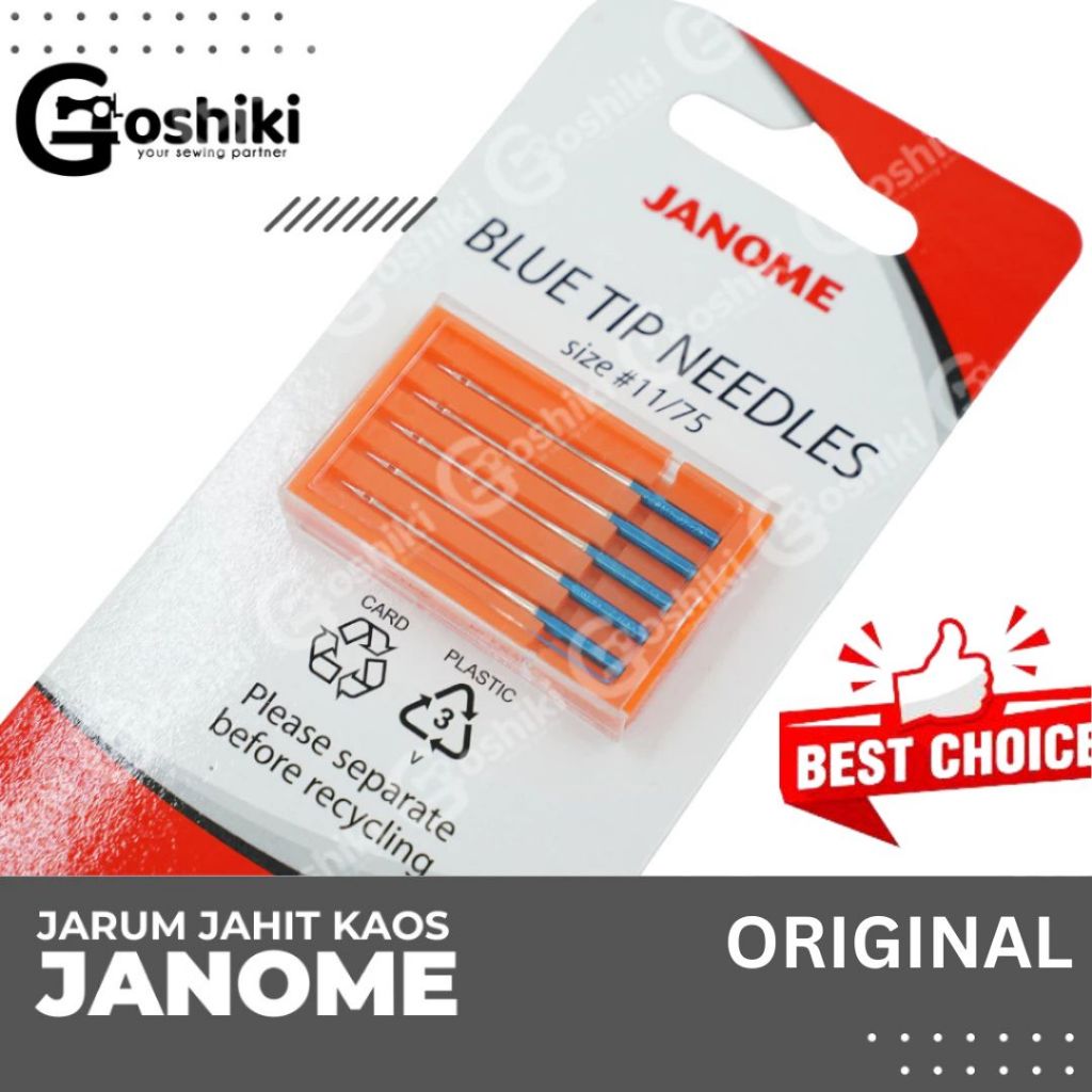 [ JANOME ] Jarum Jahit Kaos  ORIGINAL JANOME ( BLUE TIP NEEDLES )