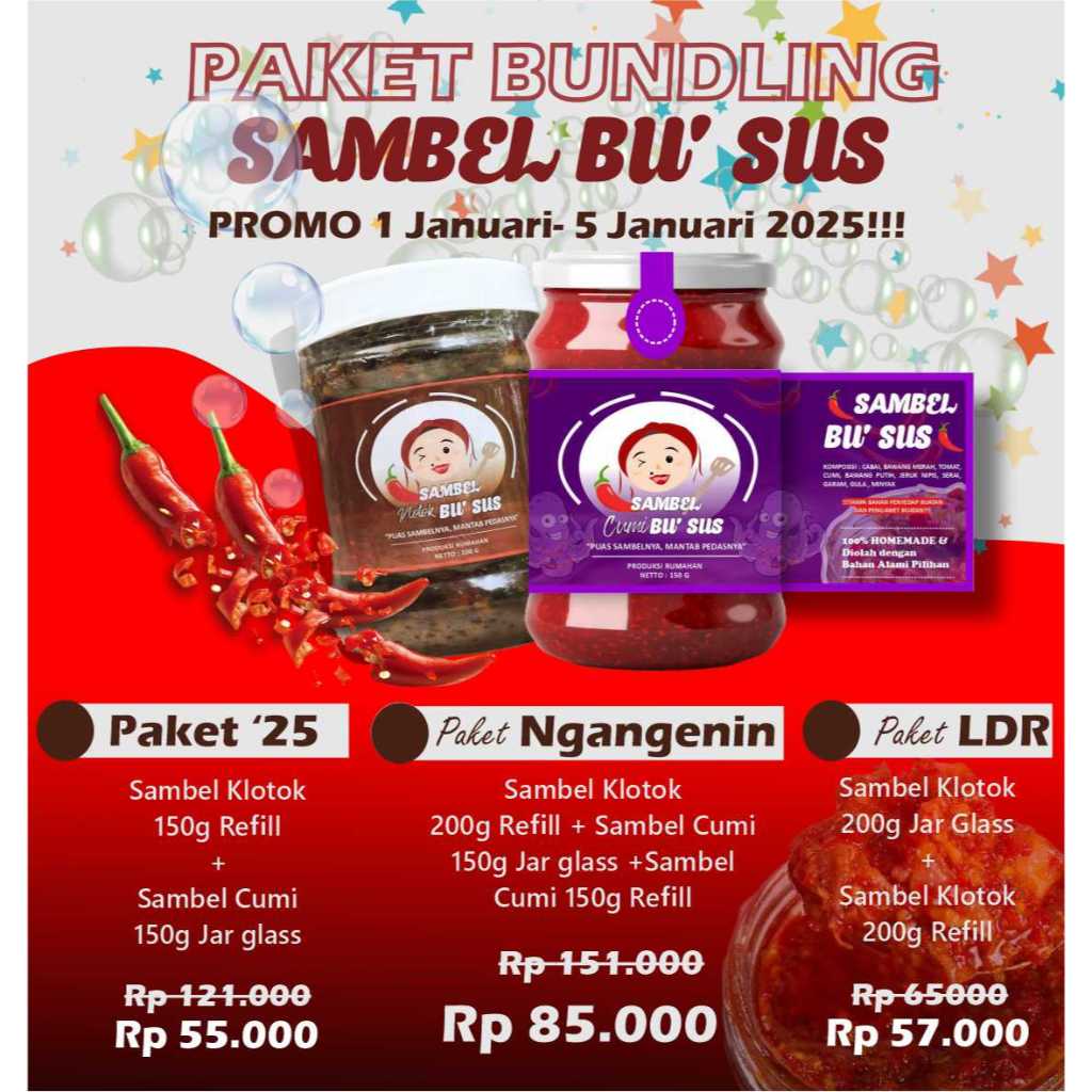 

PAKET BUNDLING Sambel KLOTOK Premium + Sambel CUMI Super