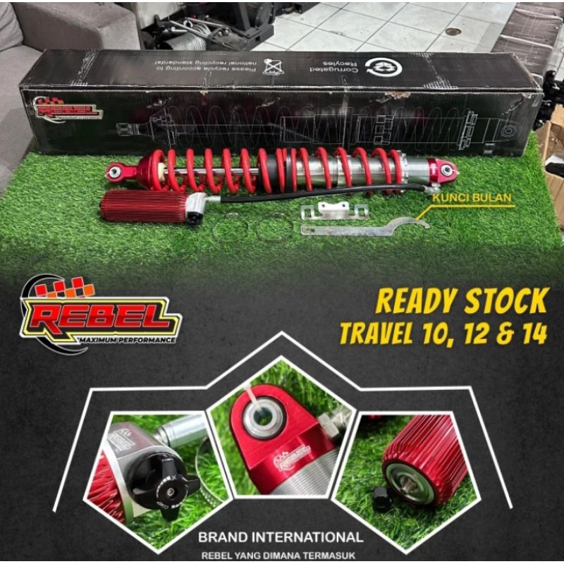 Shockbreaker Rebel Coilover Adjuster Bodi 2.5 Inch Travel 10,12,14 Inch Merah