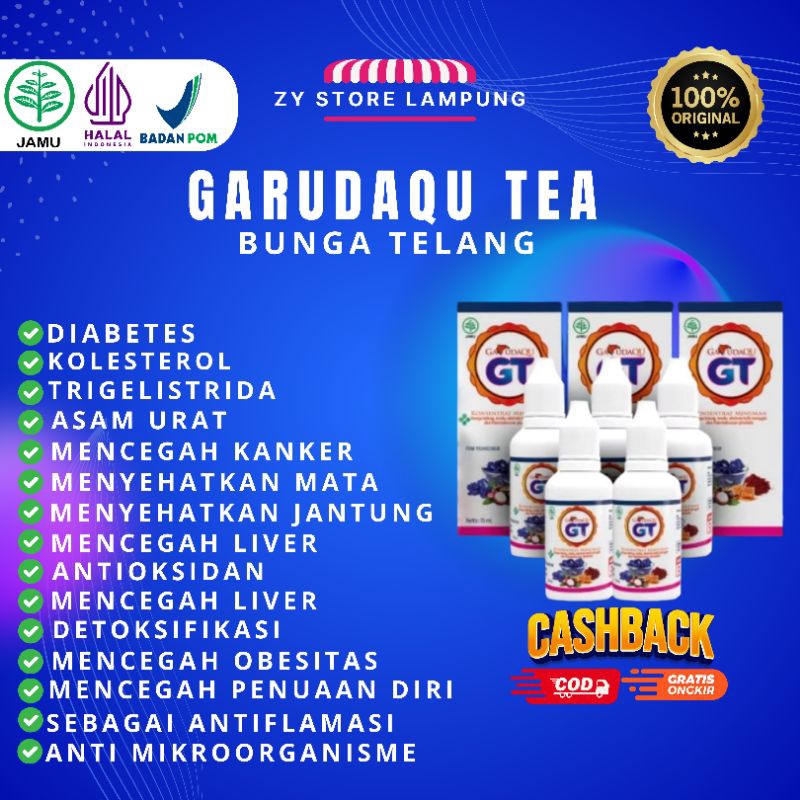 

Paket 5 botol Garudaqu Teh herbal biru minuman anti oksidan tinggi