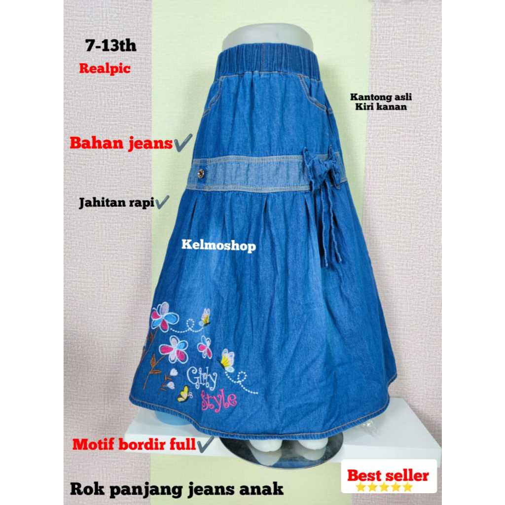 Rok panjang jeans anak perempuan berkualitas tinggi/ jeans anak perempuan/ jeans rok/ rok panjang 7-