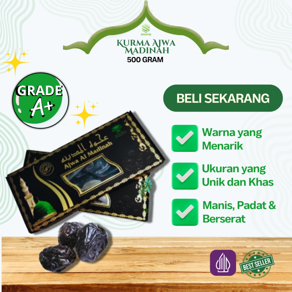 

Kurma Ajwa Jumbo Madinah kemasan 500gr/kurma ajwa al madinah kotak 500gr/ajwa madinah/Ajwa premium