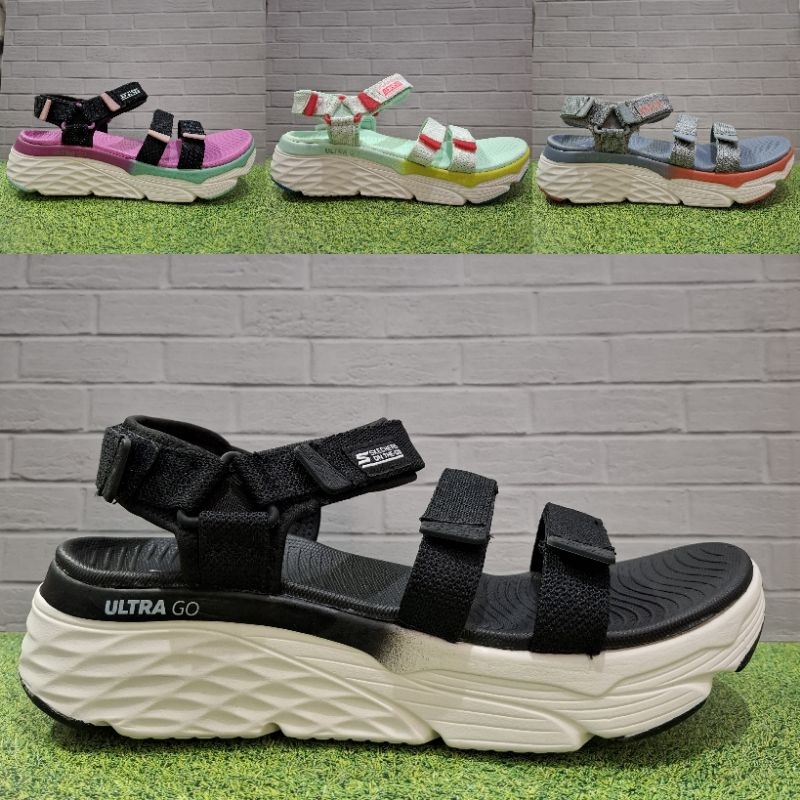 Sandal Skechers Max Cushioning Women's/Sandal Gunung/Skechers Max Cushioning Slay / Sepatu Sandal Wa