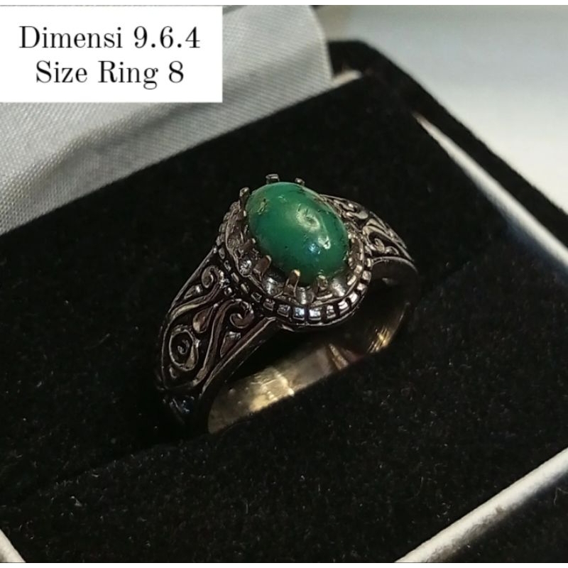 Cincin Pirus Persia Hijau Tua Lawas Minion