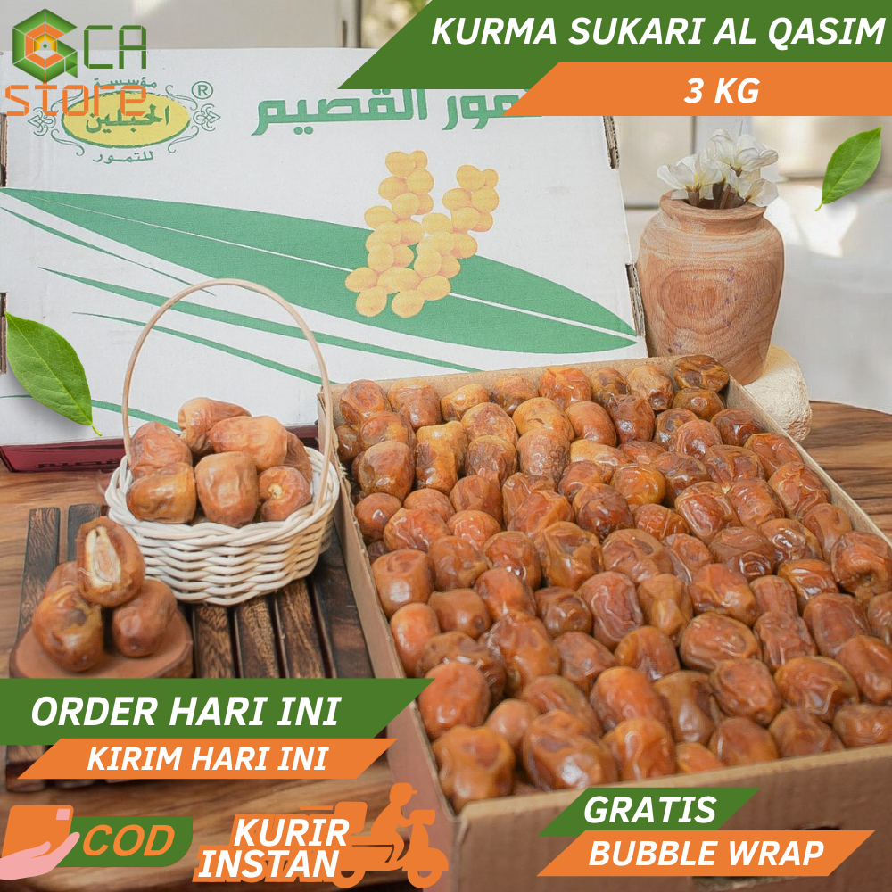 

Kurma Sukari 3kg Grade A Kurma Sukkari al Qassim Super Premium Quality Nikmat Lezat Manis & Empuk