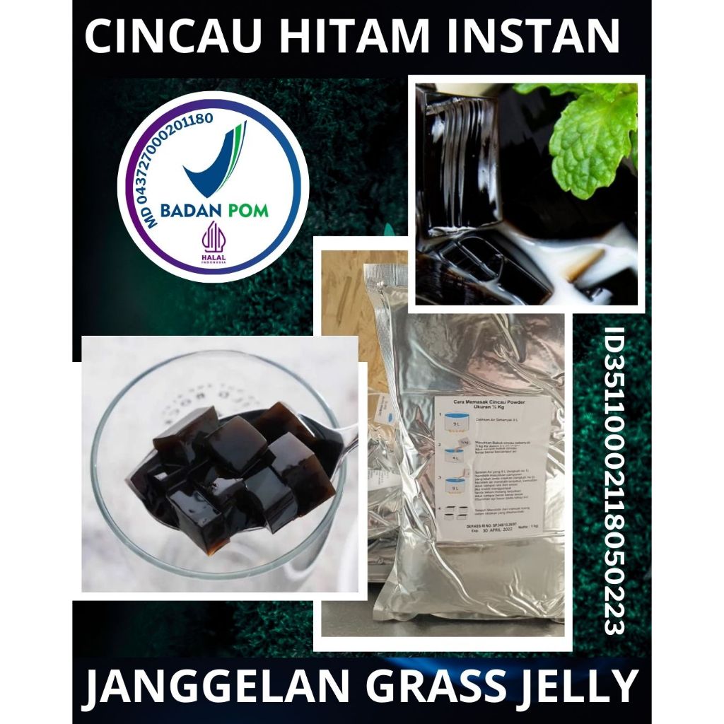 

JAMINAN MUTU..!! Cincau Hitam Instan Grass Jelly Powder Malang Kemasan Aluminium Foil 1 Kg