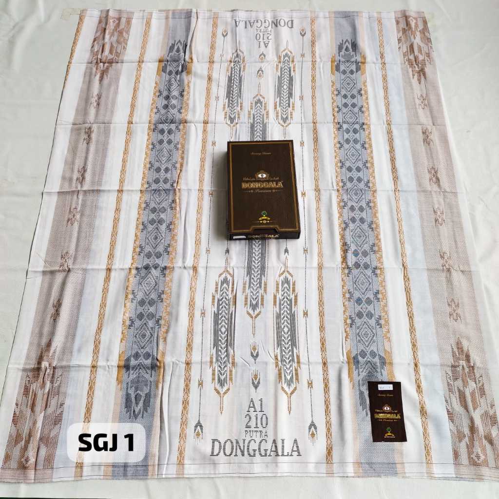 SARUNG DONGGALA SGJ SONGKET GUNUNG JAGUAR PUTIH HITAM HIJAU MERAH PASTEL CREAM MOTIF TIMBUL TERBARU 