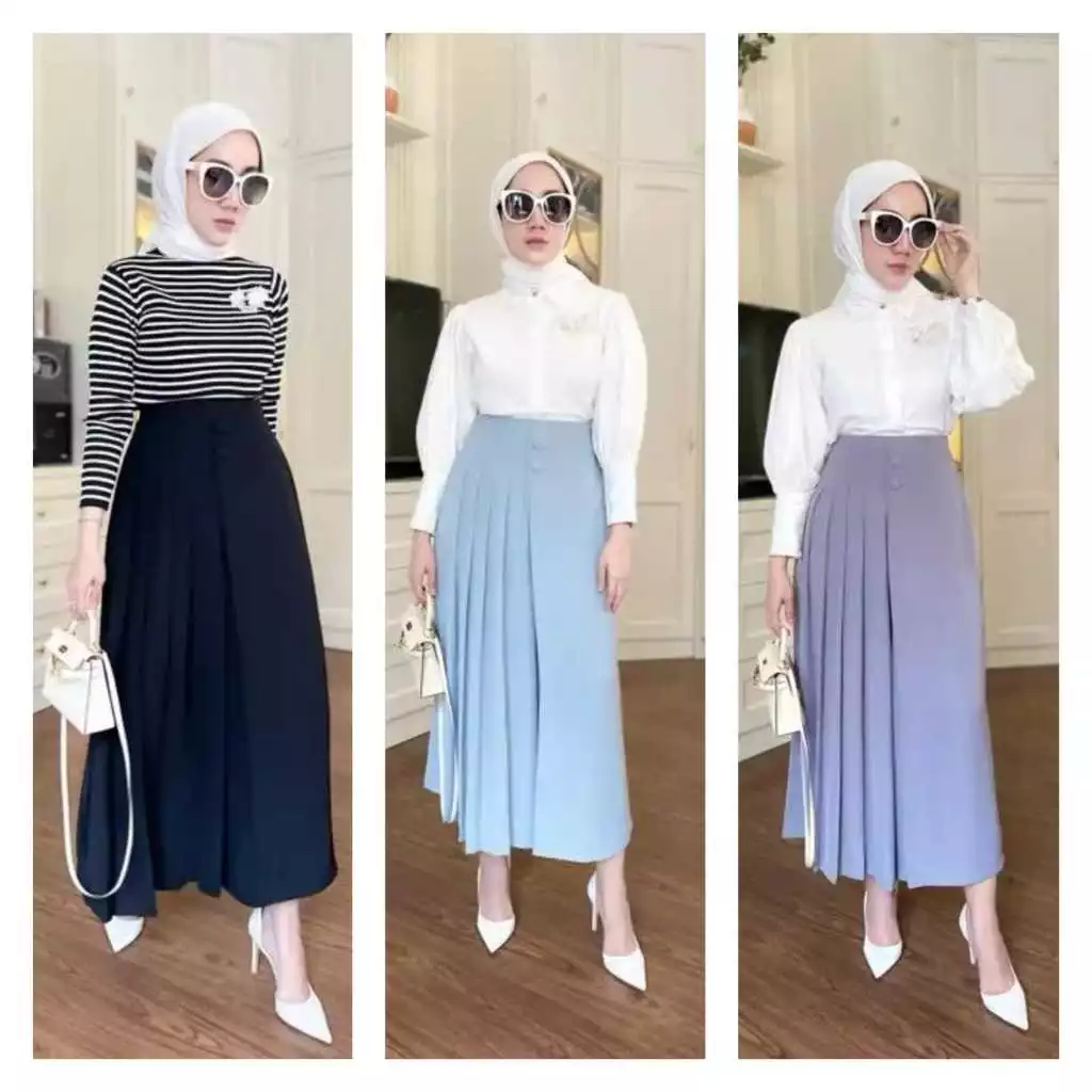 Kulot Pleats Rok Celana Panjang | Kulot Rok Wanita Panjang | Rok Celana Panjang Wanita Haighwaist