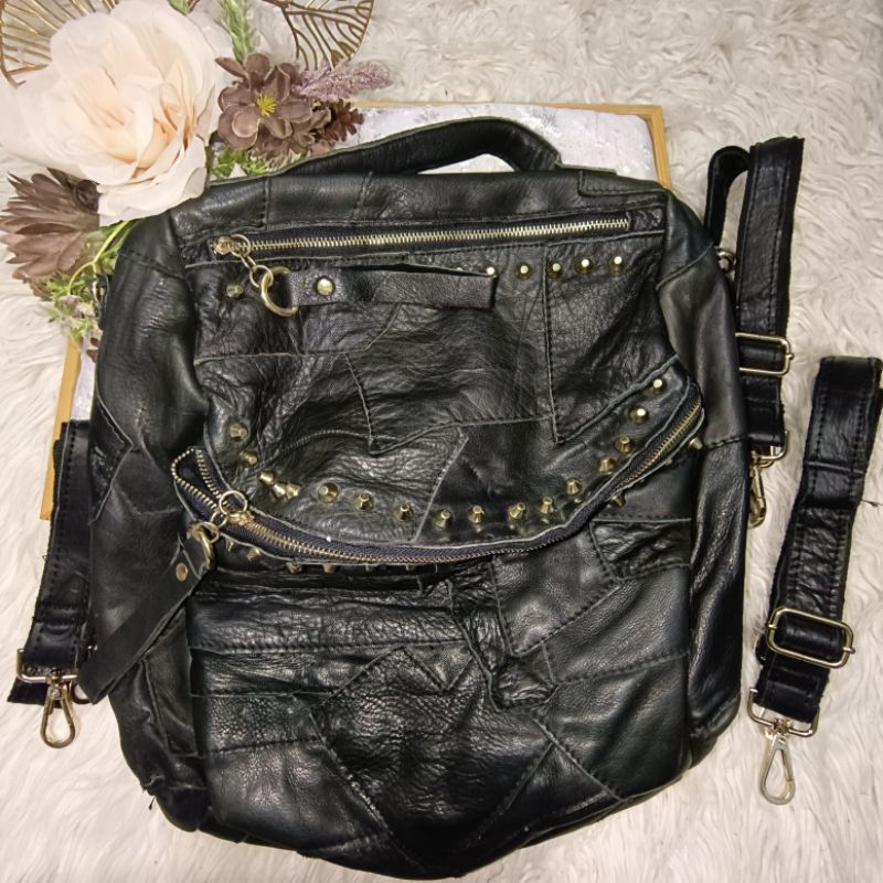 PL tas kulit asli premium 3 in 1 ( bisa tas ransel, sling dan jinjing) - second