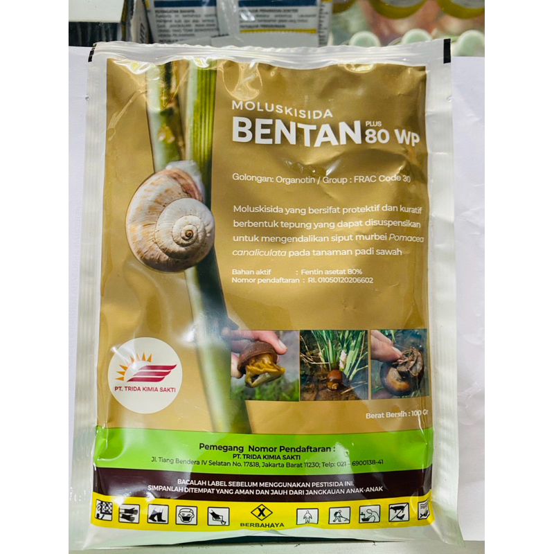 Moluskisida Bentan Plus 80 WP 100 Gram obat keong siput ampuh cocok untuk sawah dan empang