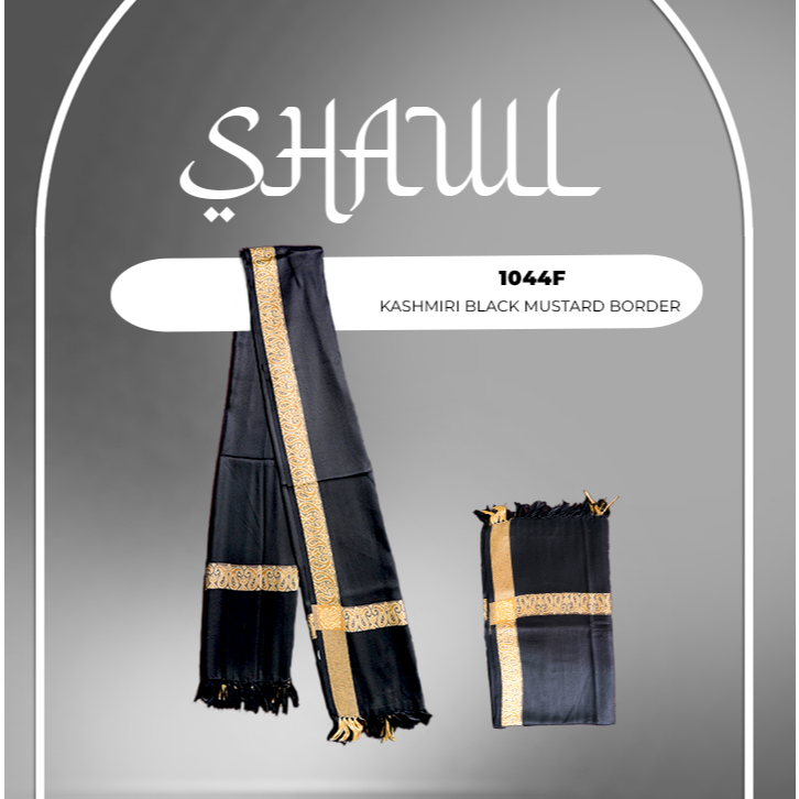 ALSHAFEDA - SORBAN KASMIR BORDIR TIMBUL SHAWL #1044 BLACK JUMBO KASMIR DEWASA & ANAK LAKI-LAKI