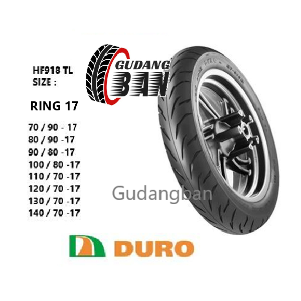 Diskon ( Hf918 - Ring 17 ) Duro 70/80/90/100/110/120/130/140 Ban Motor Bebek Sport Tubeless Free