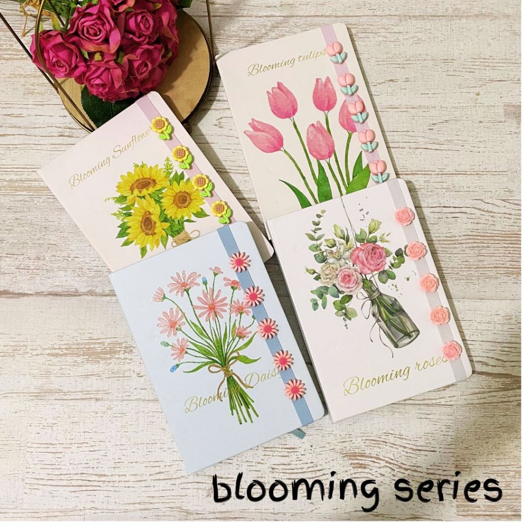 

Diary Hard Cover MIKIREI with Straps Journal Book Blooming Series Flowers Tulip Roses Sunflower Daisy
