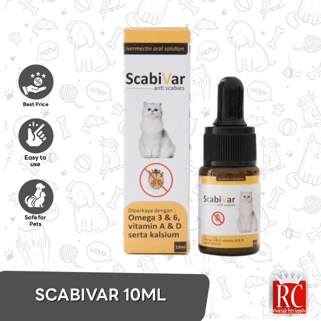 Obat Kucing Scabivar Cat 10ml Sirup Cair Untuk Scabies Minum 10 ml