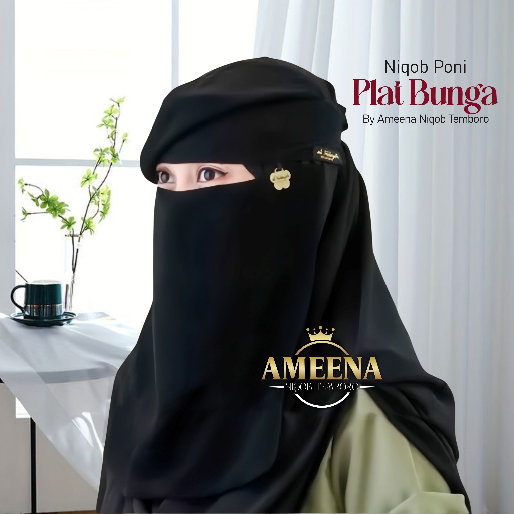 Niqob Poni Plat Bunga | Niqob Cadar Niqab Bandana Wolfis Niqab Yaman Niqob Terbaru Sifon Baghdad