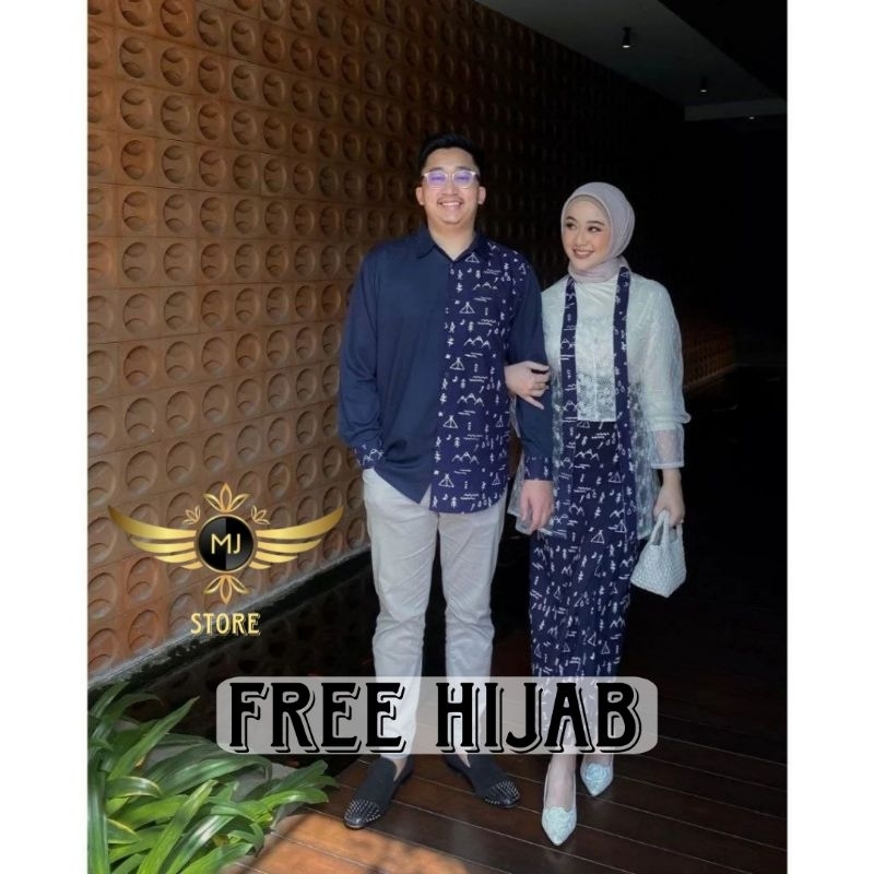 Batik Couple SEIA Baju Couple Pasangan Wisuda Lamaran Tunangan Model Kutubaru Modern Bahan Katun Pri