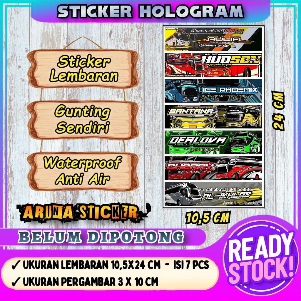 

STIKER BUS PANJANG Lembaran Isi 7 pc Stiker Bus Basuri Hologram Sticker Bus Mania