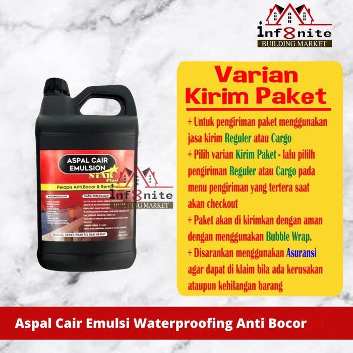 Aspal Cair Emulsion Hitam Galon Anti Bocor Rembes Penambal Dak Beton Kolam Kamar Mandi Waterproofing