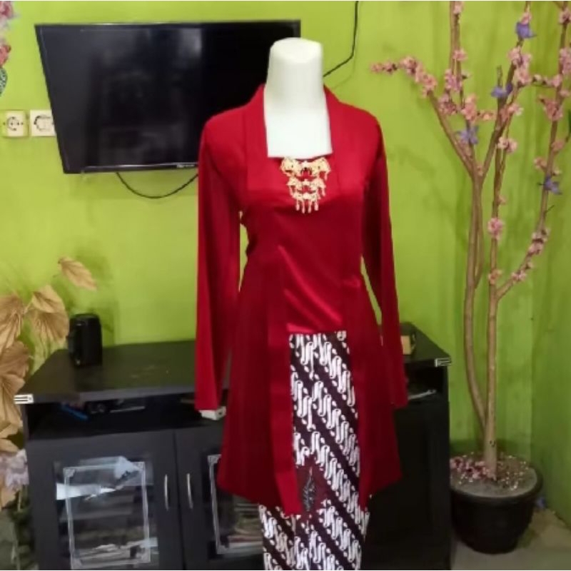 KEBAYA TUNIK BLUDRU POLOS DEWASA PANJANG SELUTUT