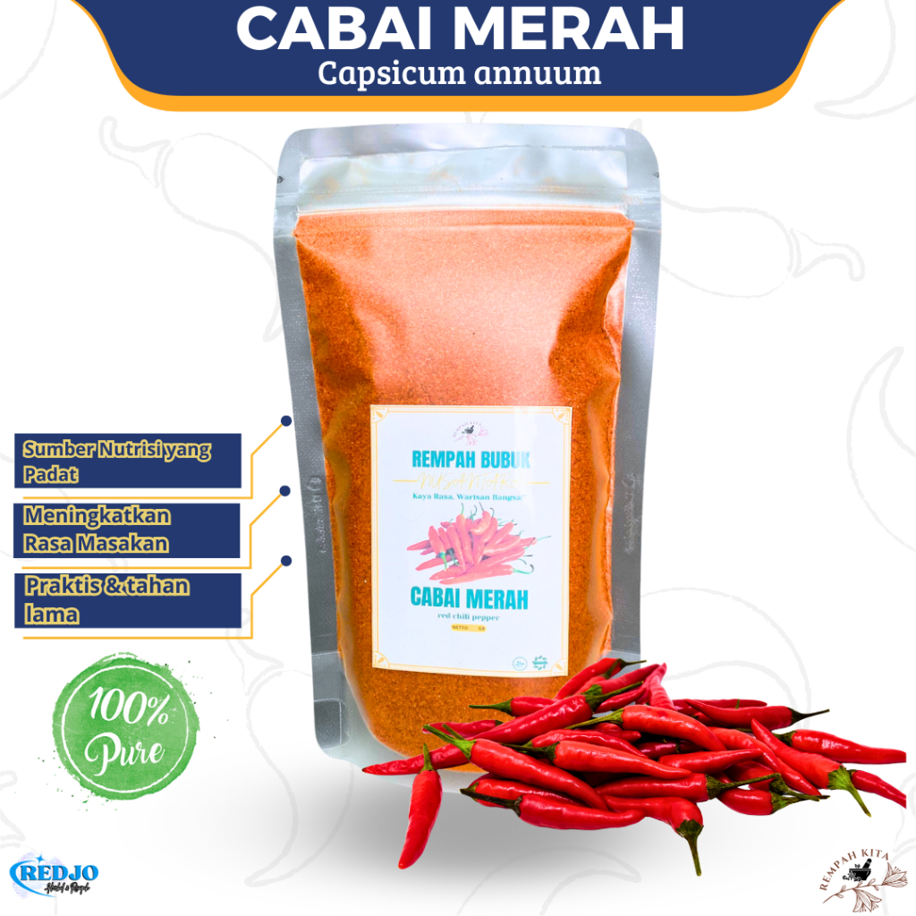 

Cabai Cabe Merah Bubuk Halus CHILLI POWDER Pedas Murni Tanpa campuran 100gr