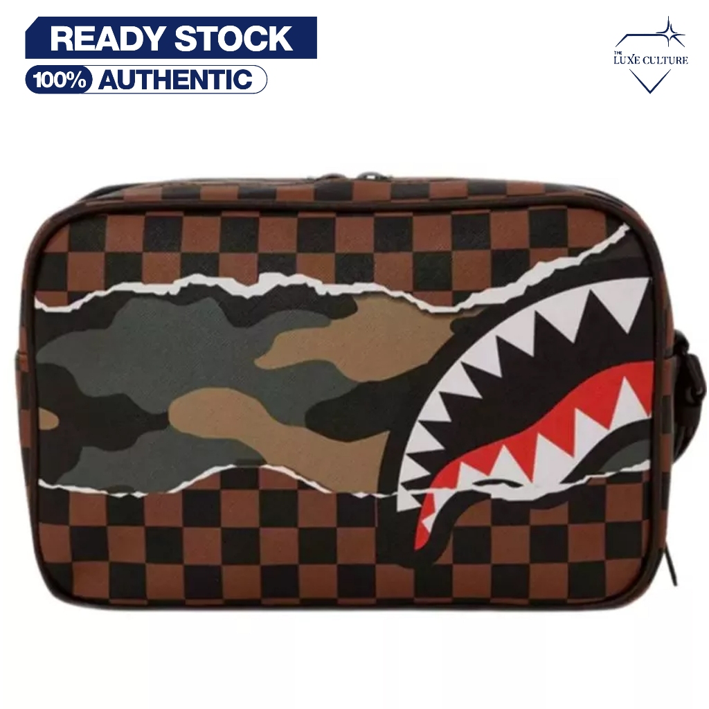 Sprayground Camo Unstoppable Brown Toiletry Bag / Tas Branded Original