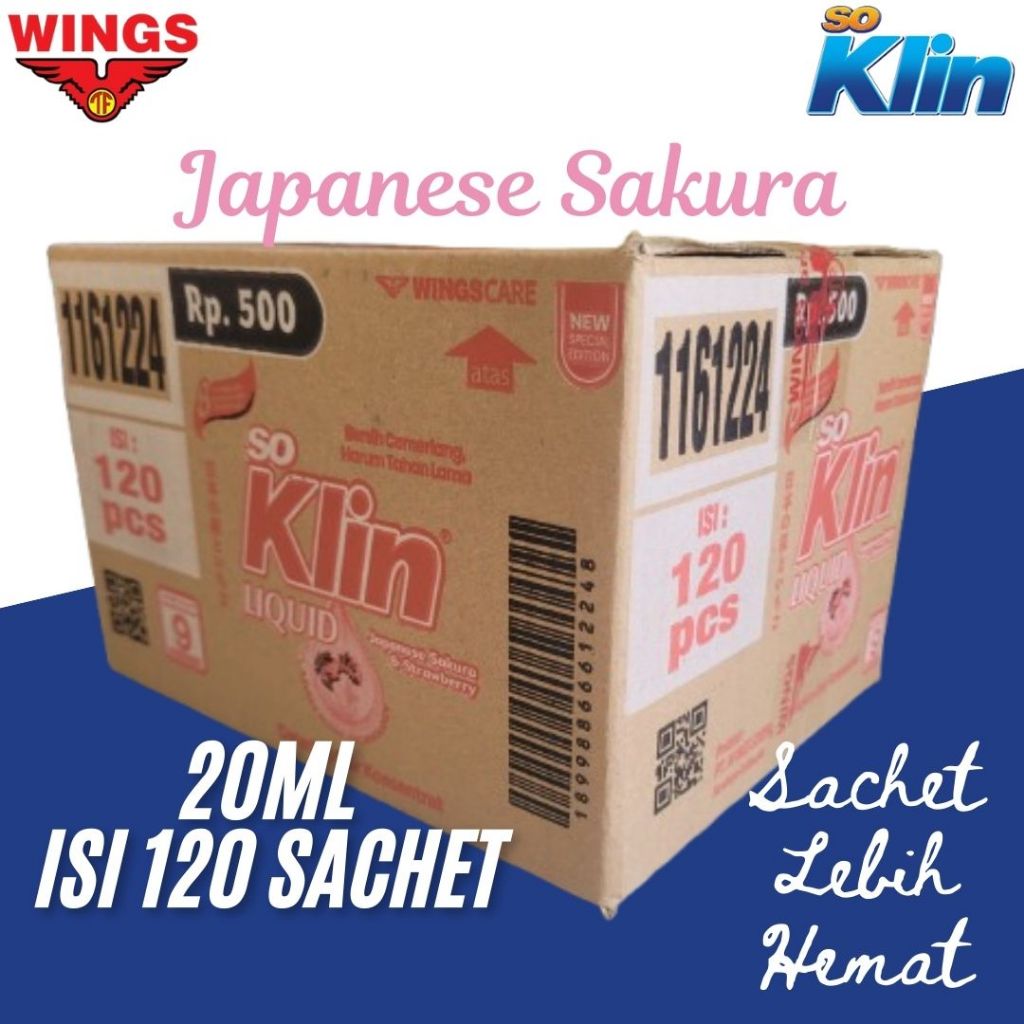 Soklin Liquid Detergen Cair 1 Dus Karton Varian Sachet 20 ml Isi 120 pcs Japanese Sakura