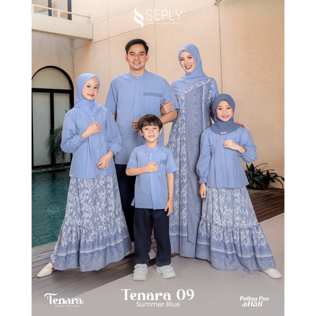 [READY] SERAGAM COUPLE KELUARGA TERBARU 2025 SARIMBIT TENARA 09 SUMMER BLUE BY SEPLY || BAJU BUSANA 