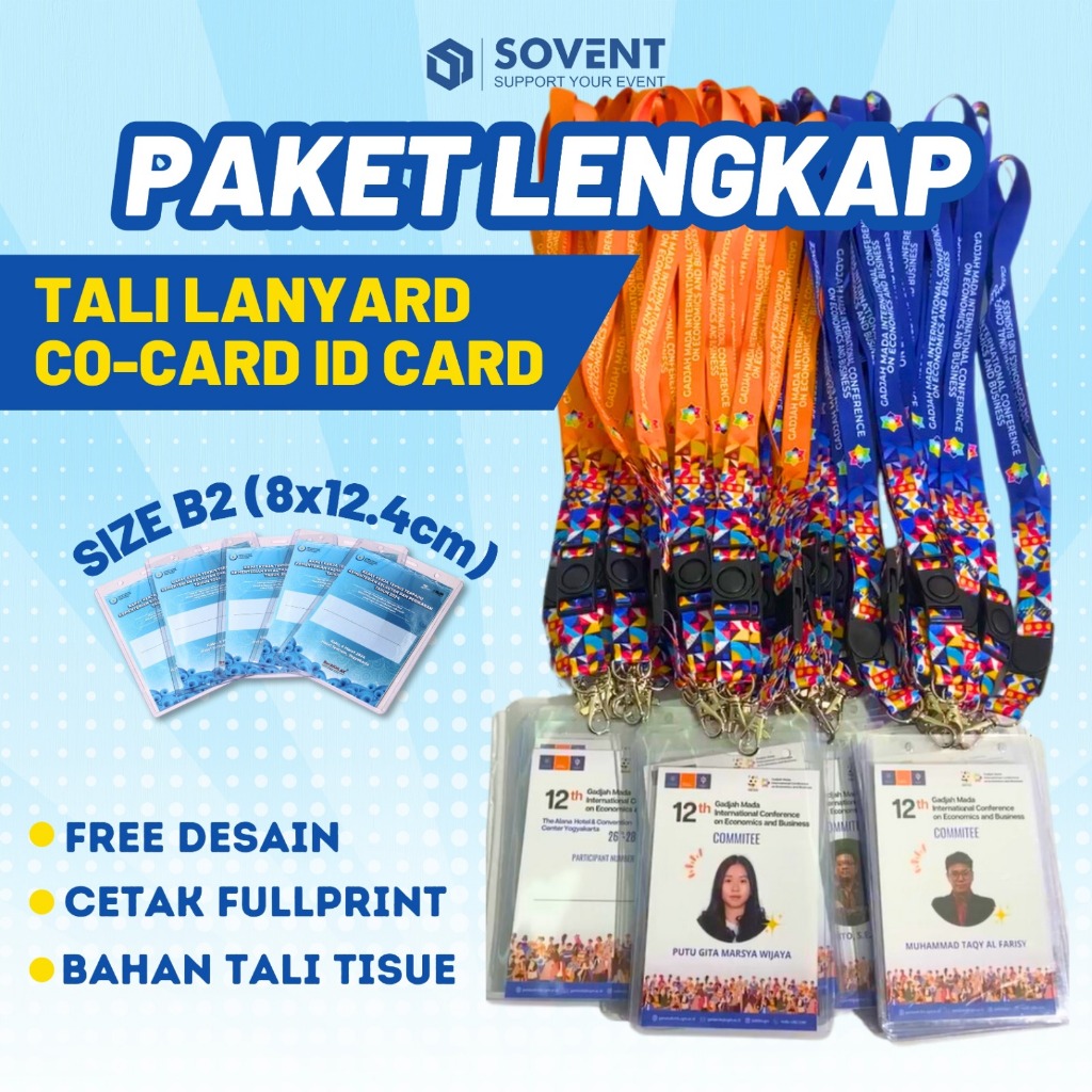 

COCARD BUNDLING LANYARD + CARD PAPER SIZE B2 /PAKET COCARD EVENT CUSTOM