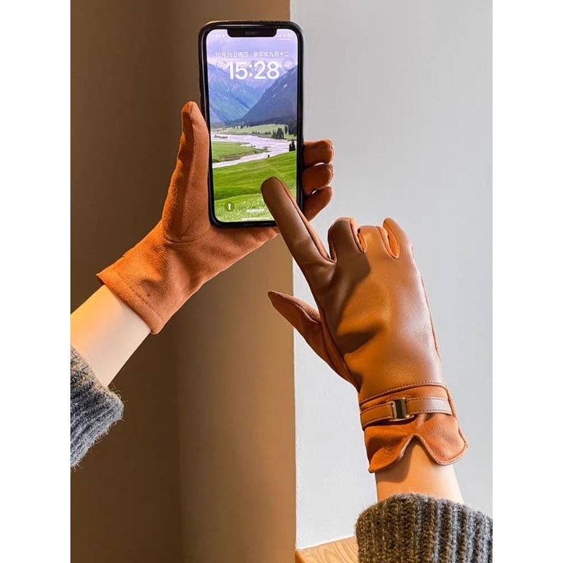Sarung Tangan Kulit Wanita Touchscreen Sarung Tangan Winter Musim Dingin Wanita Sarung Tangan Motor 