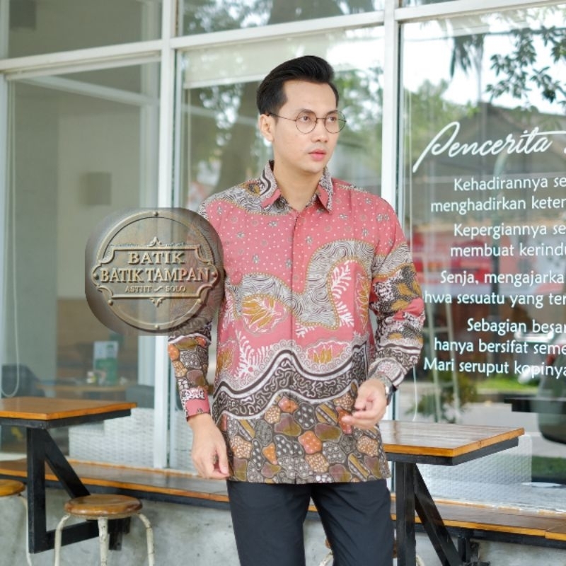 Watu Alam Pink Batik Pria Lengan Panjang
