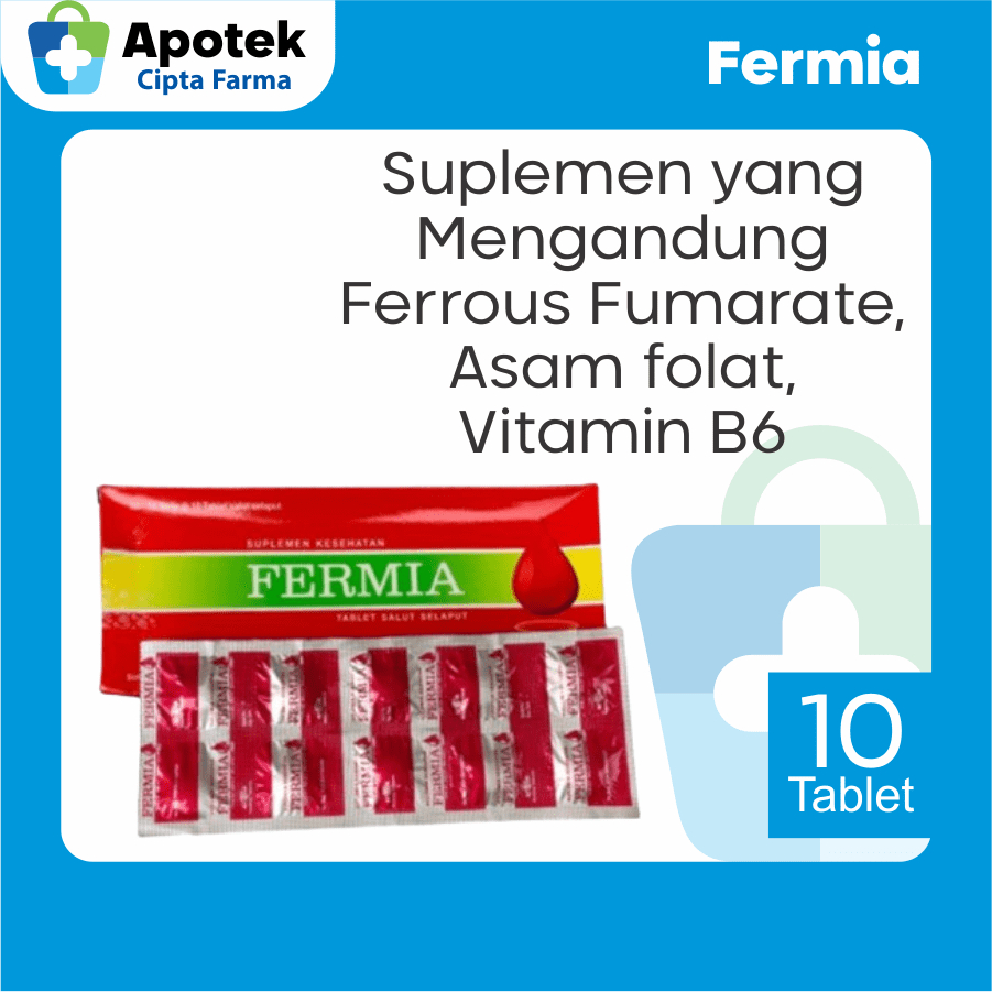Fermia Tablet Asam Folat Vitamin B6 Suplemen Zat Besi Vitamin Mineral Penambah Darah Tablet Tambah D