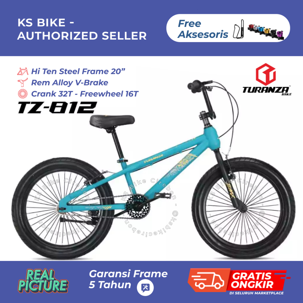 BMX Turanza 812 Ban 3.0 Jumbo 20 Inch Frame Steel Rem V Brake Sepeda Anak Cowo Sepeda Anak Laki Laki